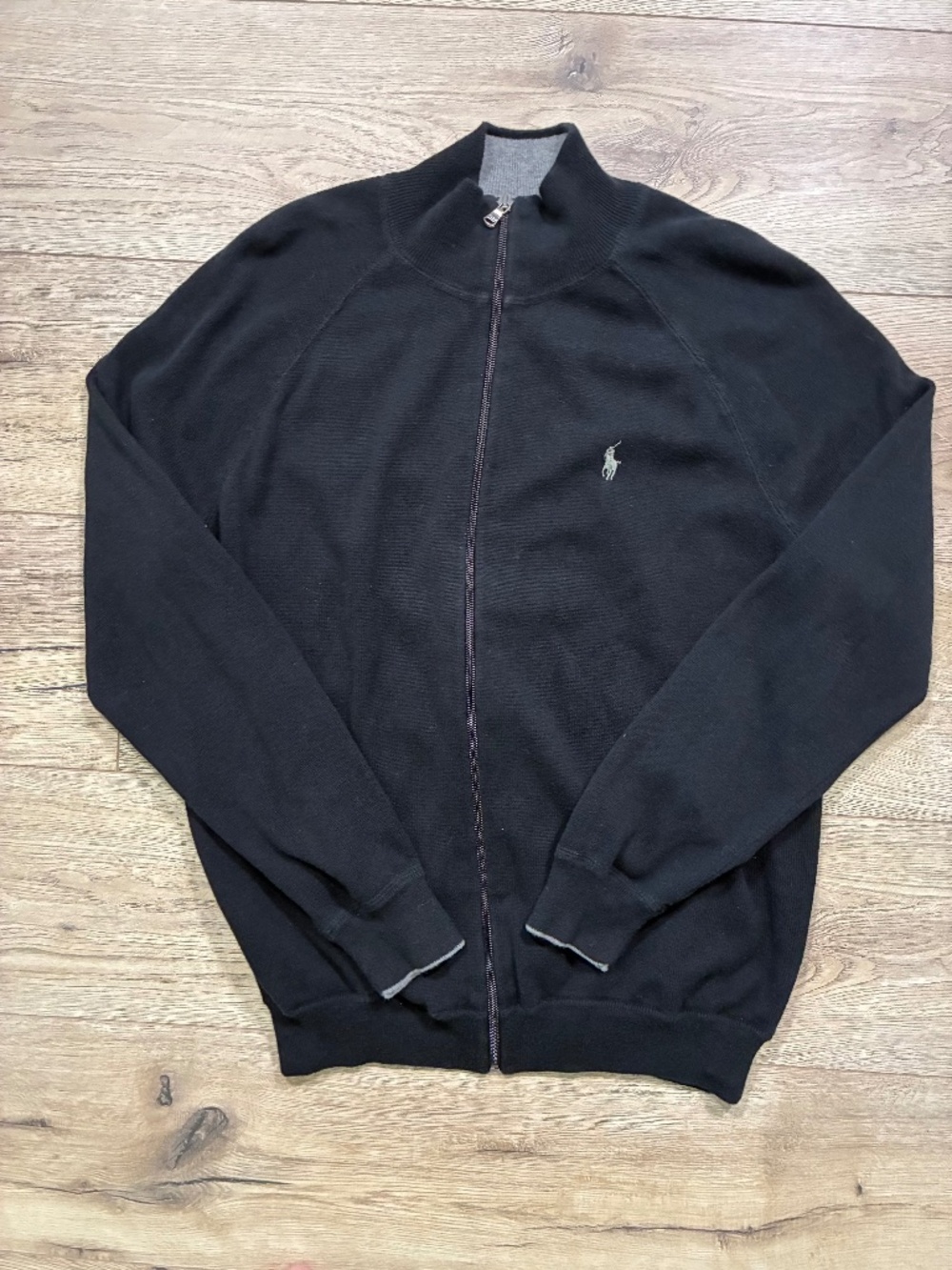 Polo Ralph Lauren Black Full Zip Mock Neck Sweater Jacket Men’s Medium